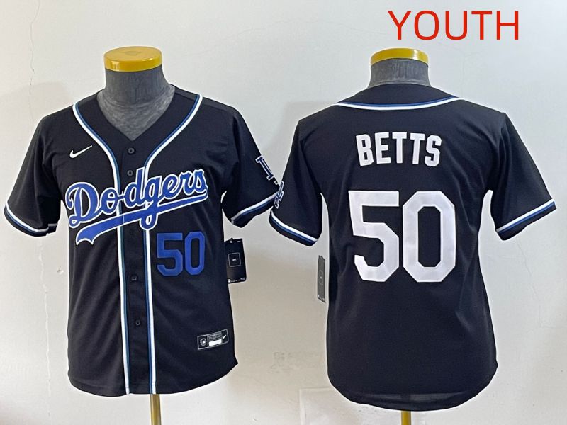 Youth 2025 Los Angeles Dodgers #50 Betts Black Three generations Fashion Nike MLB Jersey style 5->youth mlb jersey->Youth Jersey
